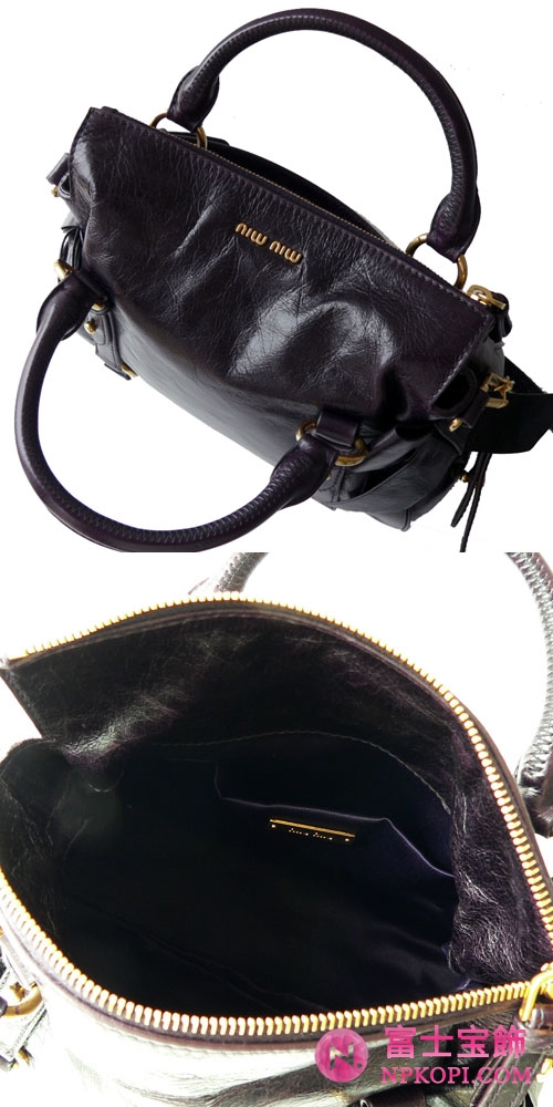 ミュウミュウ MIUMIU ショルダーストラップ付き2WAYハンドバッグ ナナメガケショルダー ダークパープル(MOSTO) RT0438 VIT